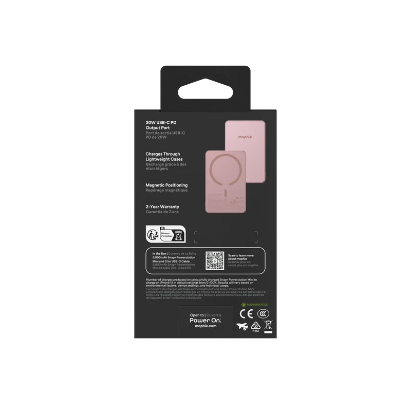 Mophie Snap+ Powerstation Mini 5K Magnetic Rose Gold