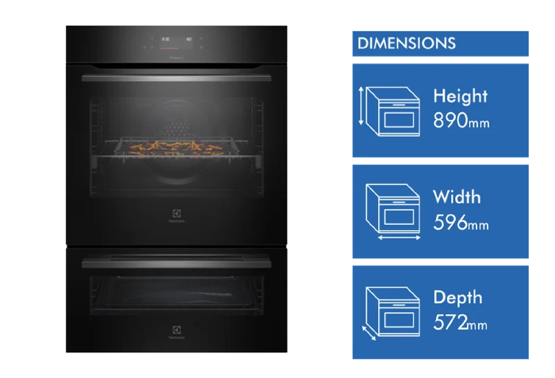 Electrolux 60cm Pyrolytic Double Oven with SteamBake, Black - 600 Series