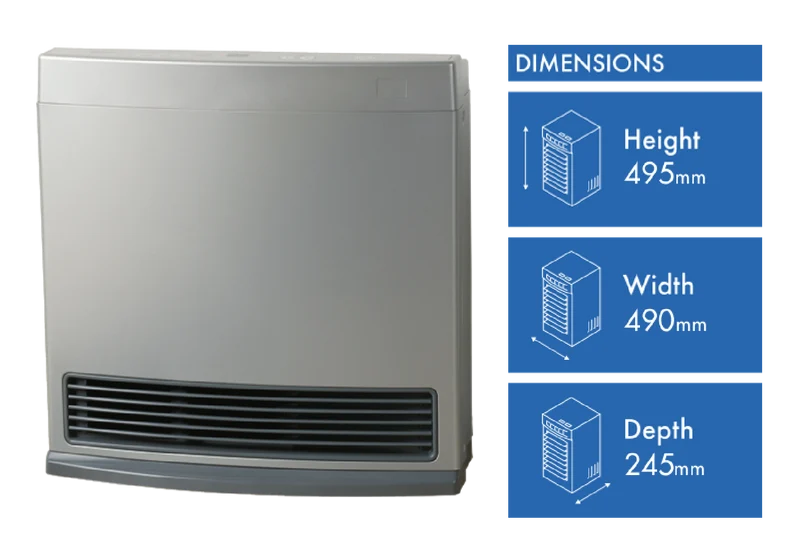Rinnai Enduro 13MJ NG Unflued Convector Heater - Silver