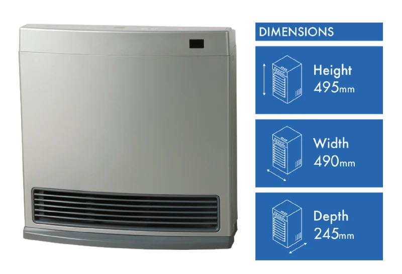 Rinnai Dynamo 15MJ NG Unflued Convector Heater - Silver