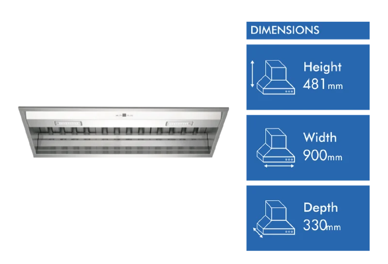 Schweigen 90cm Silent Undermount Rangehood with Inline Motor, Stainless Steel ** 2 BOXES **