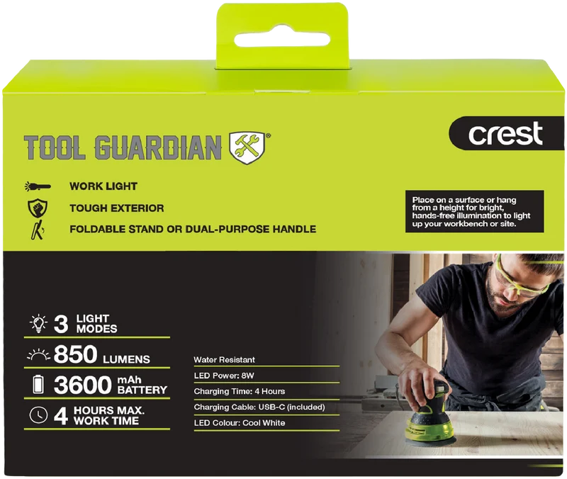 Tool Guardian Rechargeable Worklight with Foldable Stand
