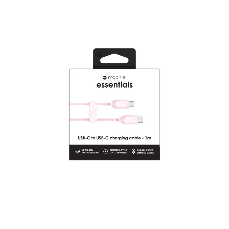 Mophie Essential USB-C-C Cable (60W) Braided 1M Pink