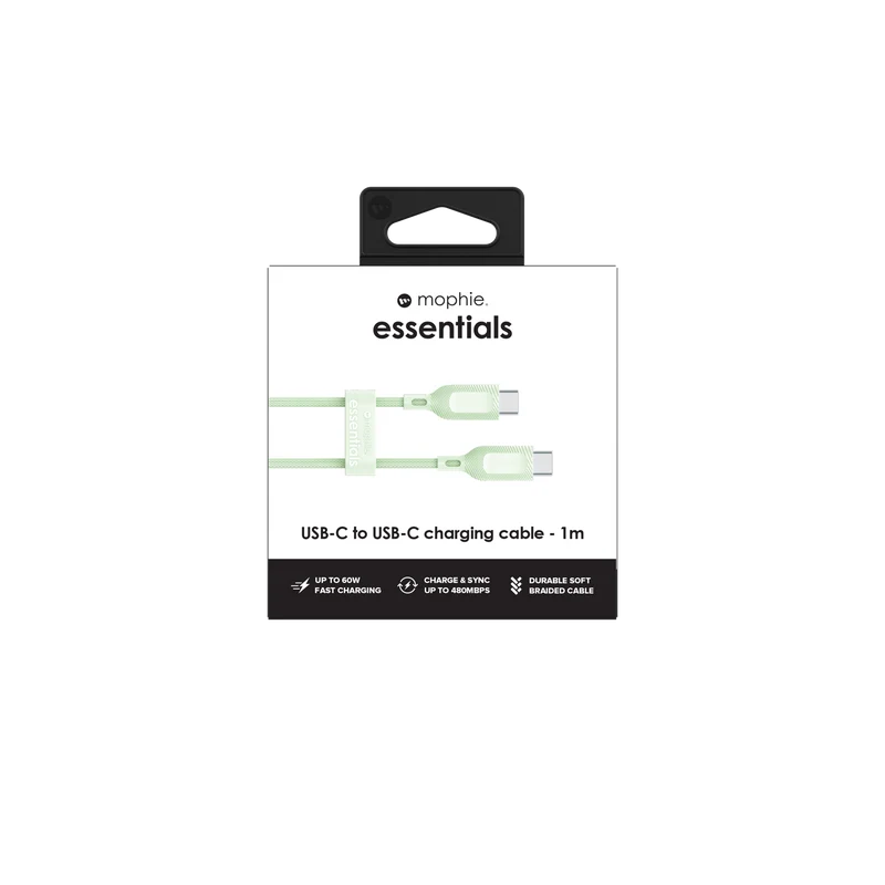 Mophie Essential USB-C-C Cable (60W) Braided 1M Green