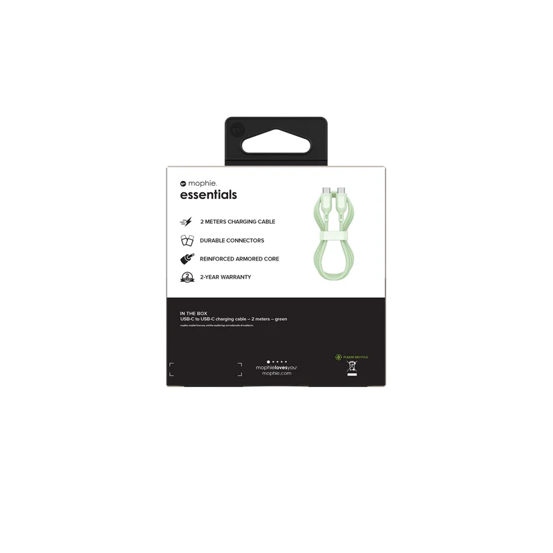 Mophie Essential USB-C-C Cable (60W) Braided 2M Green