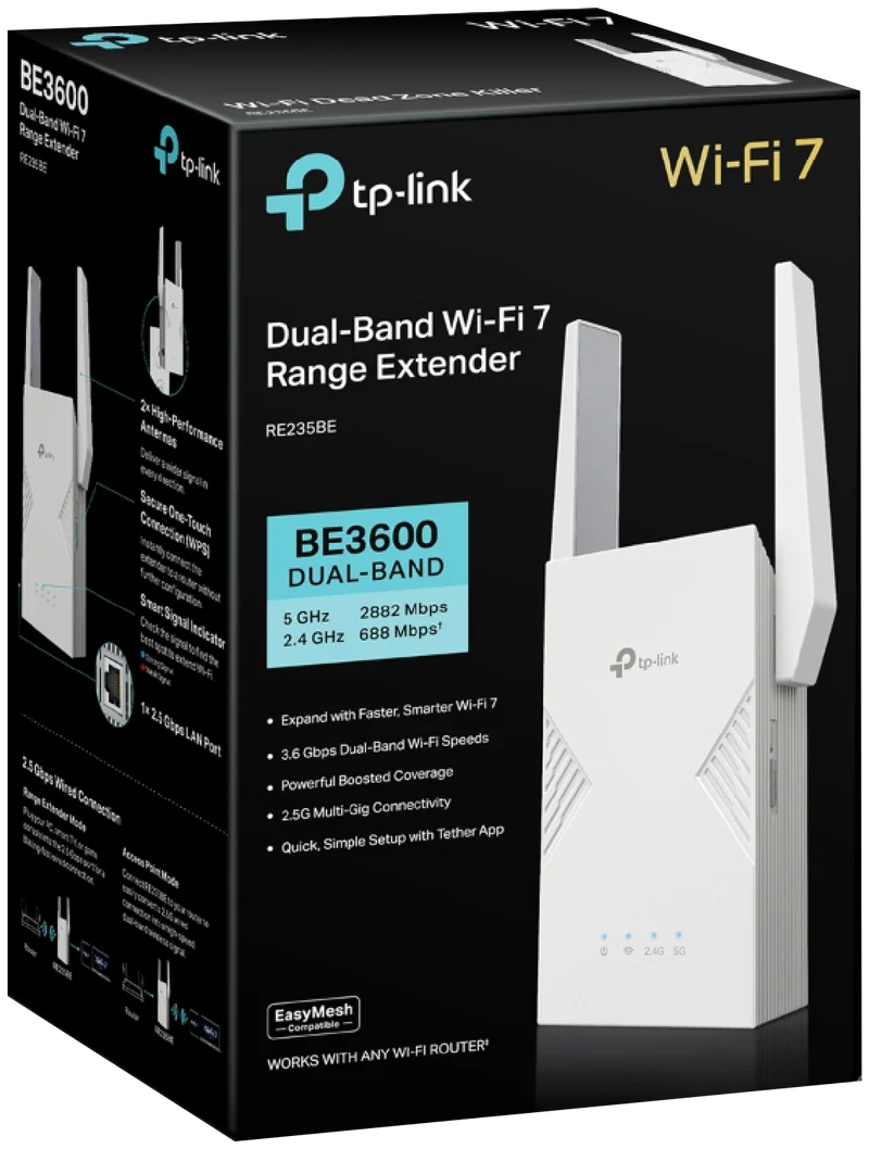 TP-LINK BE3600 Dual-Band Wi-Fi 7 Range Extender