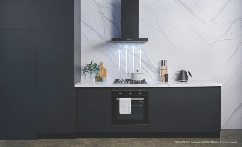 Omega 60cm Canopy Rangehood, Matte Black