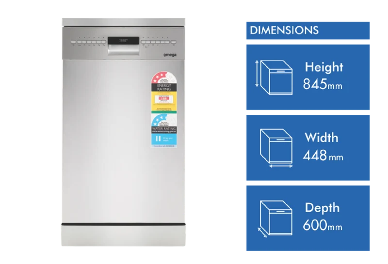 Omega 45cm Freestanding Dishwasher Stainless Steel