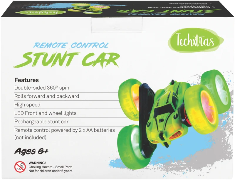 Techxtras Remote Control Stunt Car (Green)
