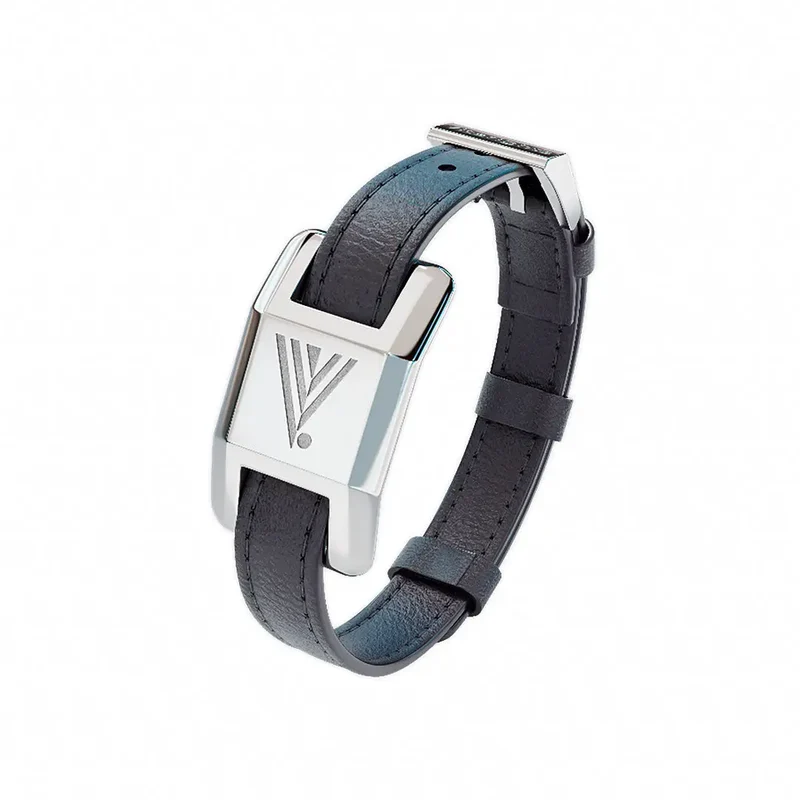Visponder Silver with Black Leather Strap - Sport