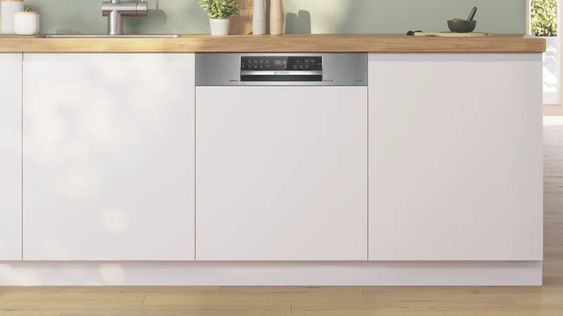 Bosch Series 8 60cm Semi Integrated Dishwasher, Tall Tub, Brushed Steel