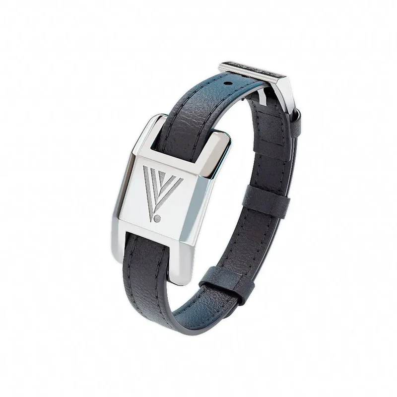 Visponder Silver with Black Leather Strap -Brain