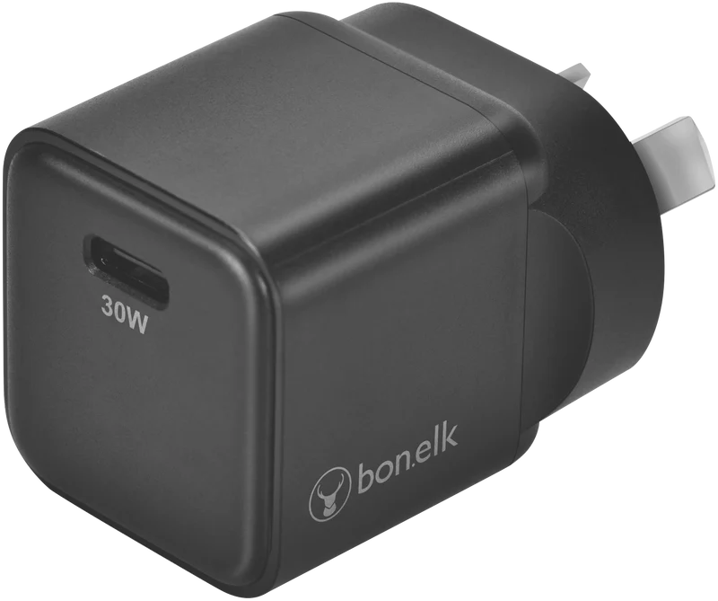 Bonelk 30W PD Wall Charger + Easy Grip Cable (USB-C to C) 1.5m Black