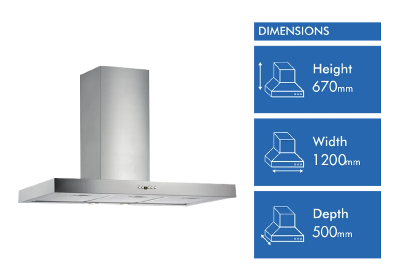 Schweigen 120cm Silent Canopy Rangehood, Stainless Steel ** 2 BOXES **