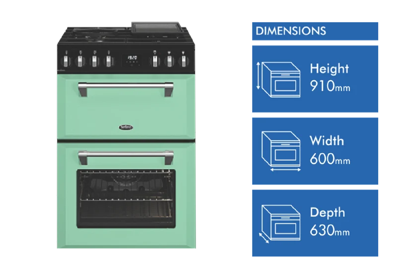 Belling Mini Richmond 60cm Dual Fuel Freestanding Cooker, Mojito Mint