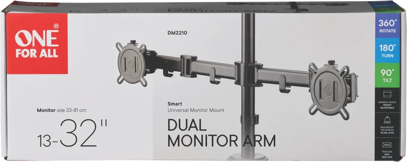 One For All Dual Arm Smart Series Monitor Arm - Black