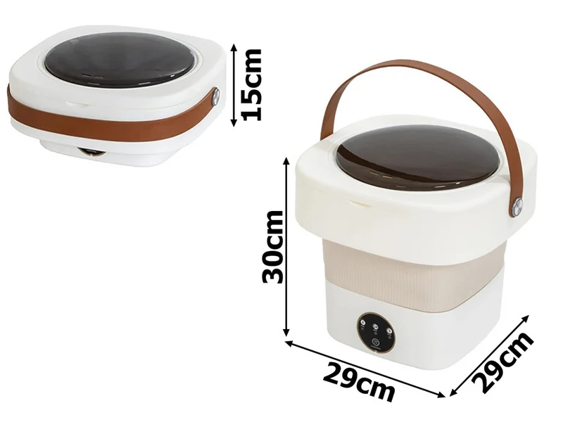 Mini hopfällbar resstvättmaskin 11L – Kompakt tvättmaskin för resor och och små textilier