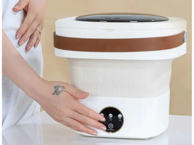 Mini hopfällbar resstvättmaskin 11L – Kompakt tvättmaskin för resor och och små textilier