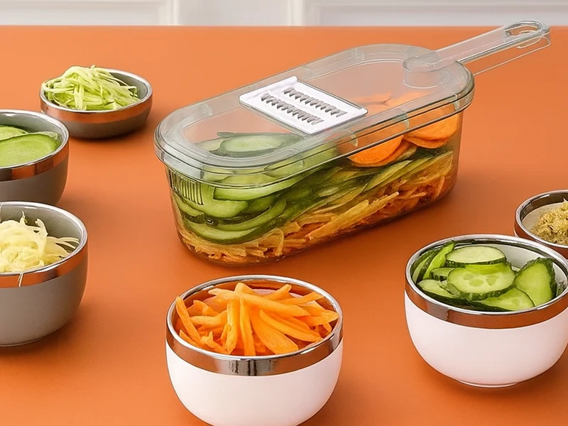 Multifunktionell Grönsaksjärn och Fruktskärare med 6 Utbytbara Blad