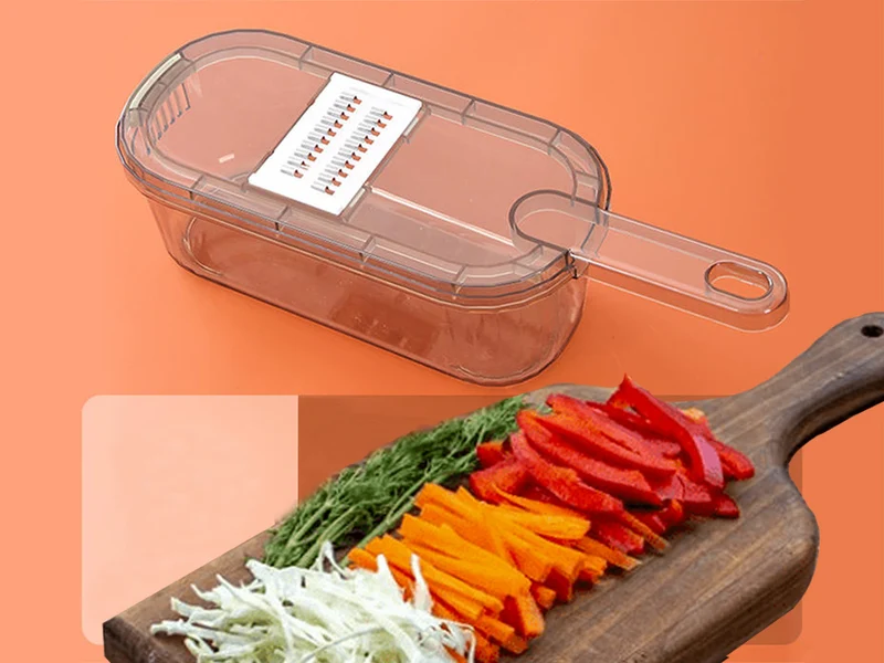 Multifunktionell Grönsaksjärn och Fruktskärare med 6 Utbytbara Blad