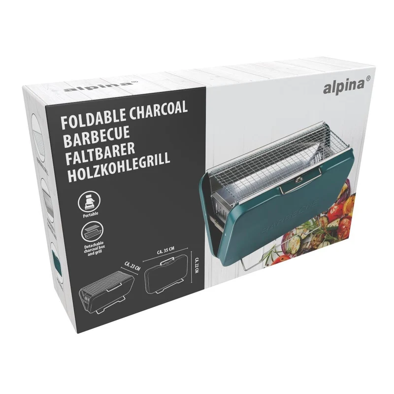 ALPINA Hopfällbar Kolgrill – Bärbar Campinggrill