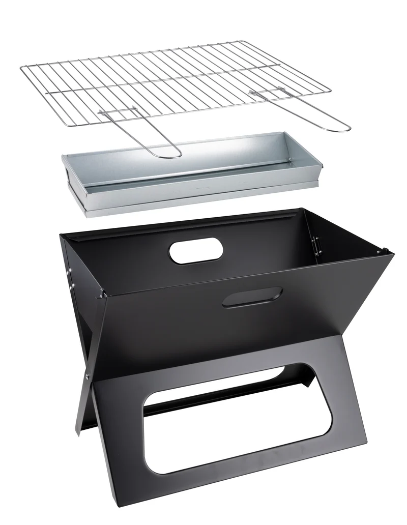 ALPINA Transportabel Kolgrill 46 cm – Svart Bärbar Campinggrill