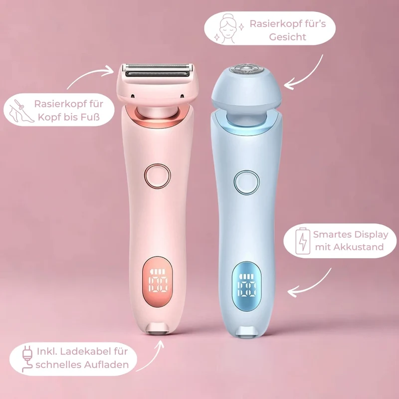 Trådløs elektrisk intimtrimmer til kvinder | 2-i-1 bikini barbermaskine til våd og tør brug | USB genopladelig, vandtæt