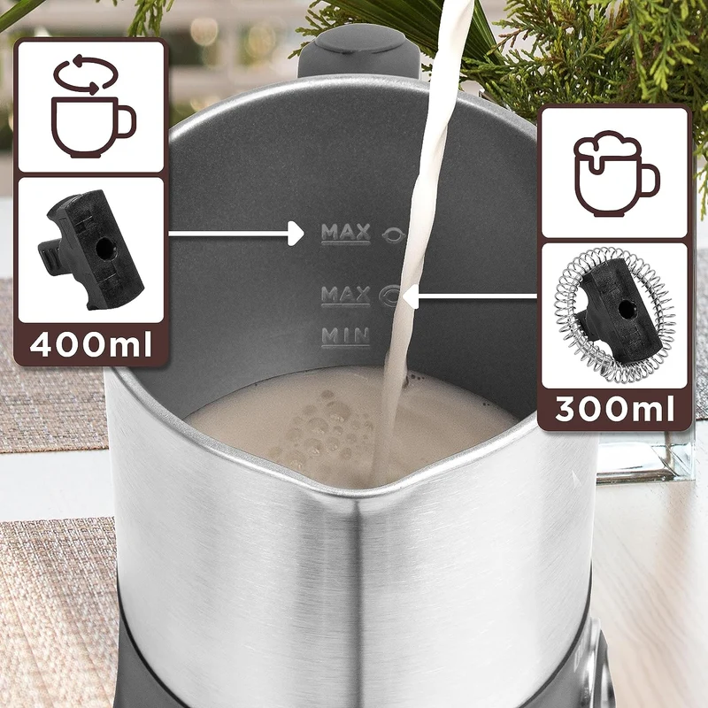 Induktionsmælkeskummer til varm og kold mælkeskum - 400 ml