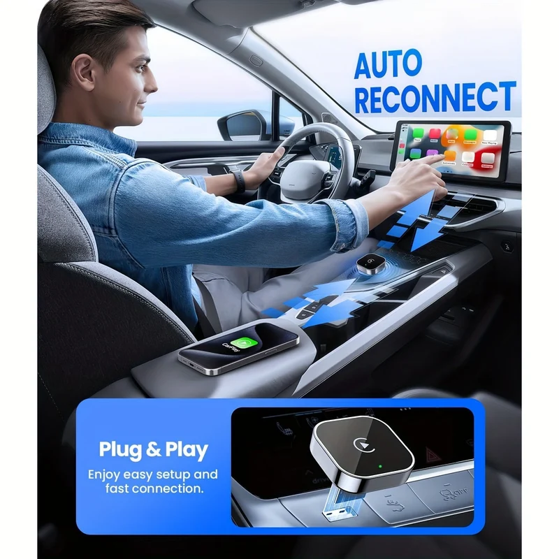 Trådløs biladapter til CarPlay og Android Auto – Hurtig installation