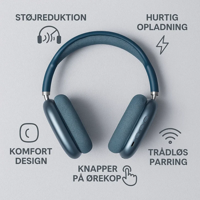 LydGlæde | Trådløse Bluetooth-hovedtelefoner med HiFi-lyd og støjreduktion