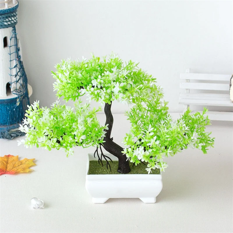 Kunstig BlomsterBonsai – Mini Bonsai med Smukke Rosa Blomster