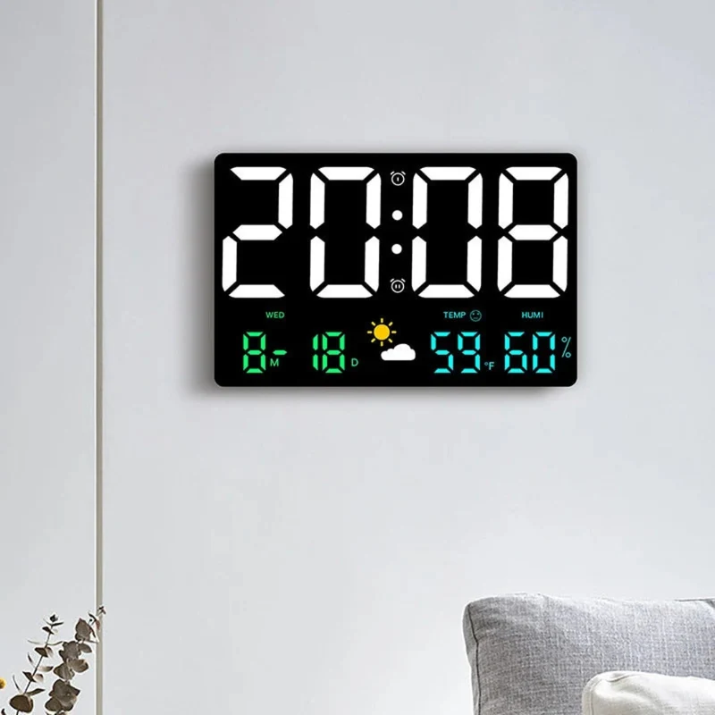 Elegant Digital Vægur med LED Display