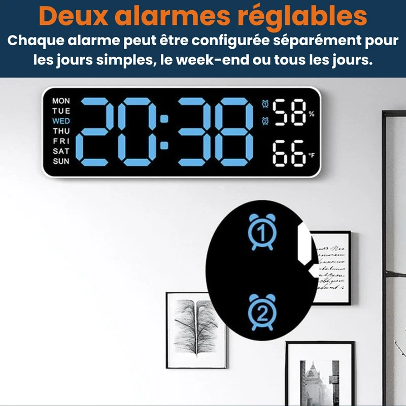 Elegant Digital Vægur med LED Display