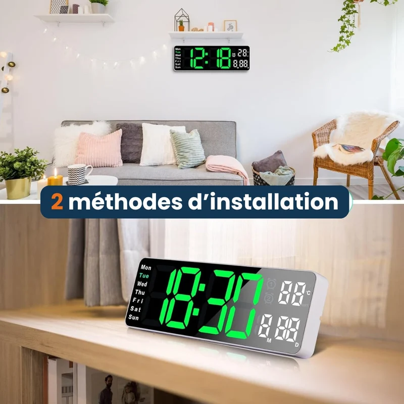Elegant Digital Vægur med LED Display