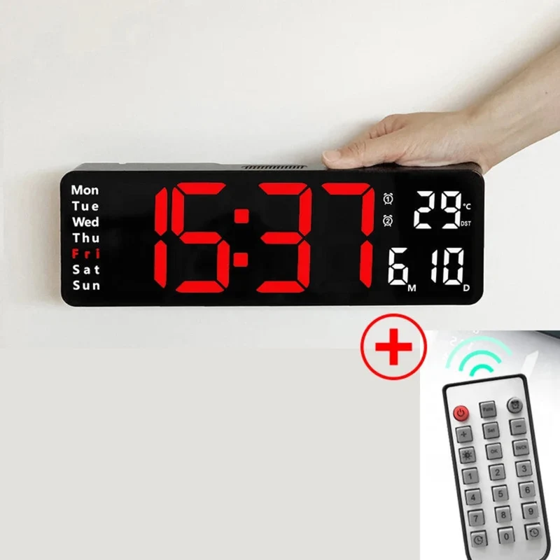Elegant Digital Vægur med LED Display