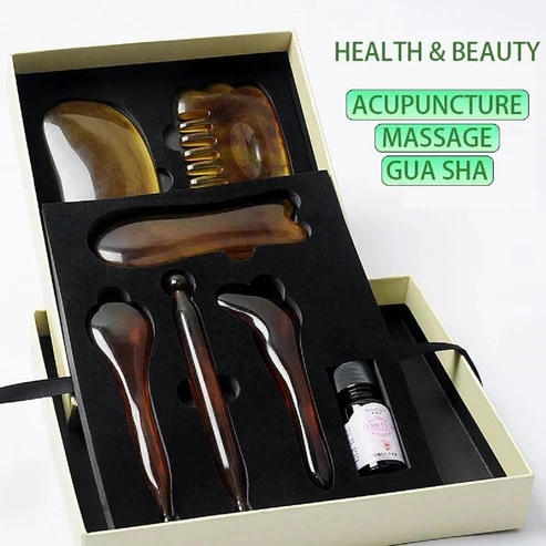 Eksklusivt 7-delt Gua Sha Massage Sæt til Ansigt og Krop