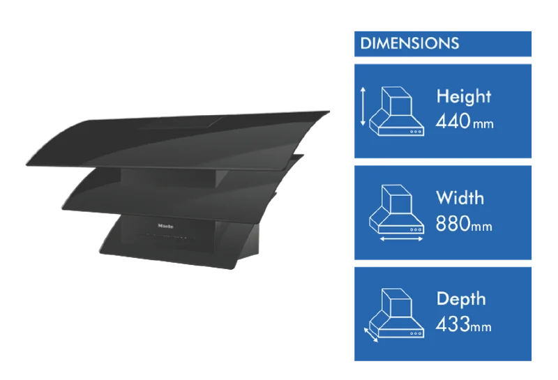 Miele 88cm Triple Wall Mounted Rangehood, Black