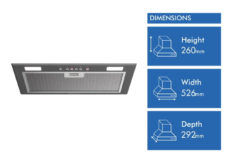 Westinghouse 52cm Integrated Rangehood, Dark Stainless Steel