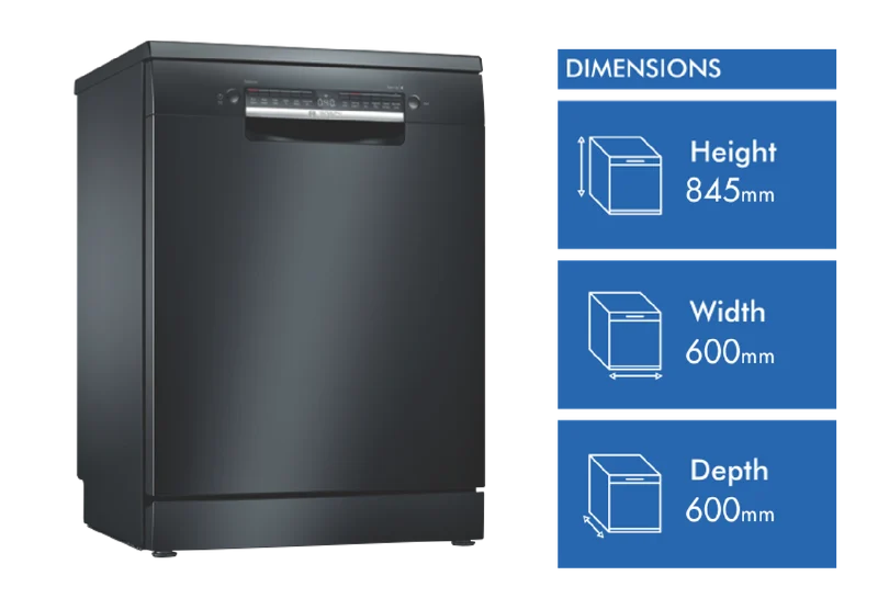 Bosch Series 4 Freestanding Dishwasher Black Inox