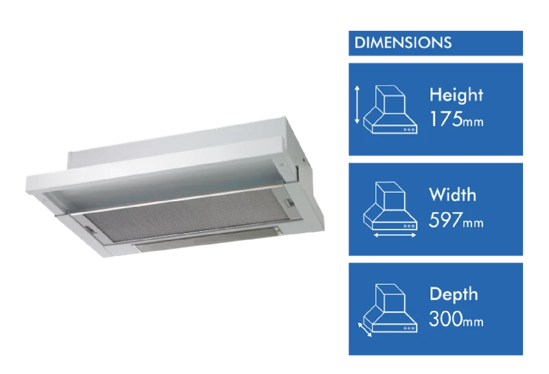Chef 60cm Slideout Rangehood, White Fascia