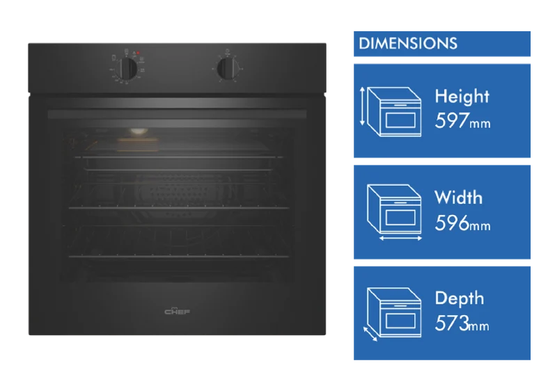 Chef 60cm Electric Oven, Dark Stainless, 10amp Plug