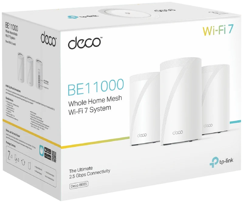 TP-LINK Deco BE11000 Tri-Band Whole-Home Mesh Wi-Fi 7 System (3-pack)