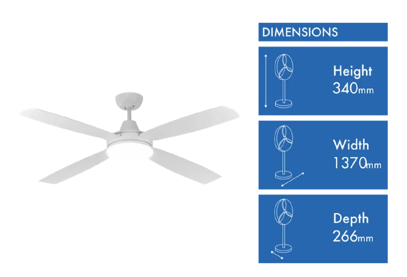 Mercator 137cm Nemoi with Light White Ceiling Fan