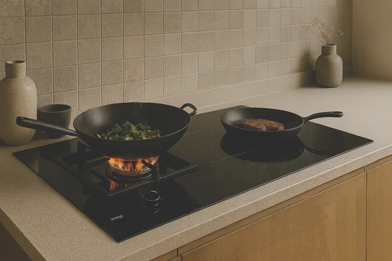 Omega 90cm Hybrid Cooktop, Gas and Induction