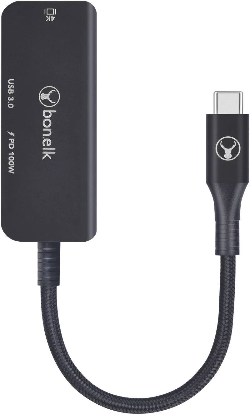Bonelk USB-C 3-in-1 Multiport Hub (Black)