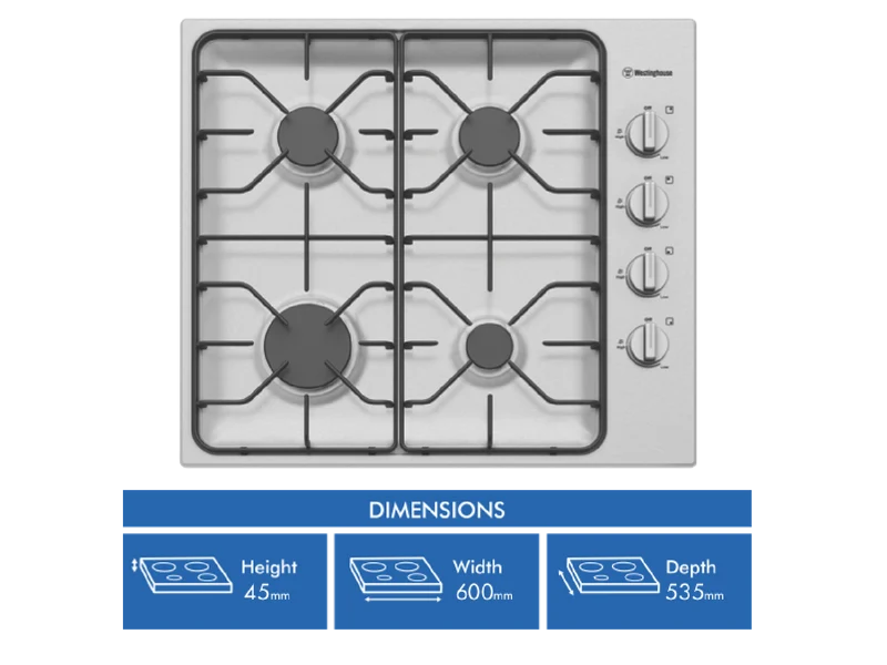 Westinghouse 60cm S/S Gas Cooktop
