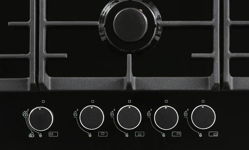 Technika 90cm Black Glass Gas Cooktop
