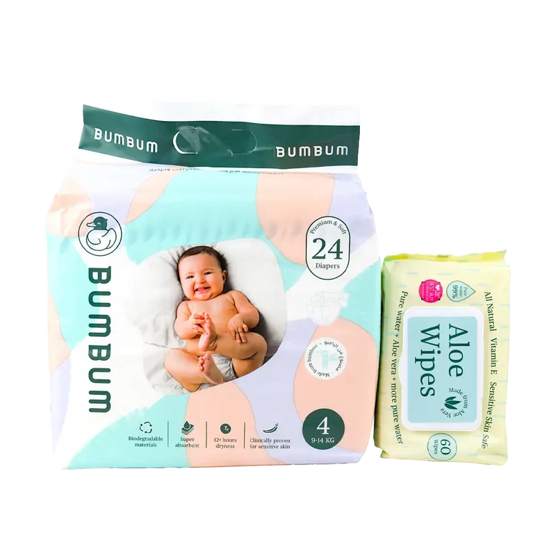 Bumbum Diapers Size 4 + Baby Wipes Set