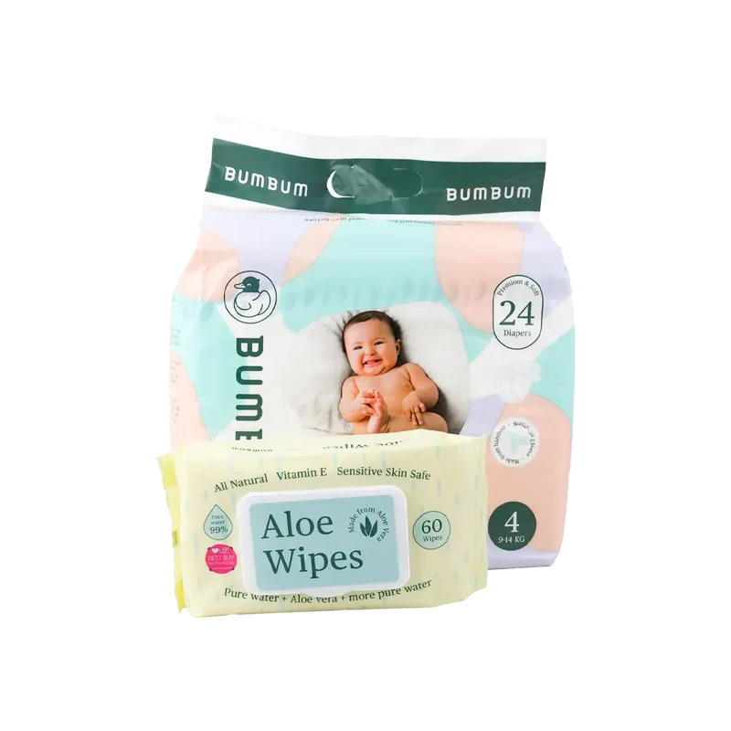Bumbum Diapers Size 4 + Baby Wipes Set