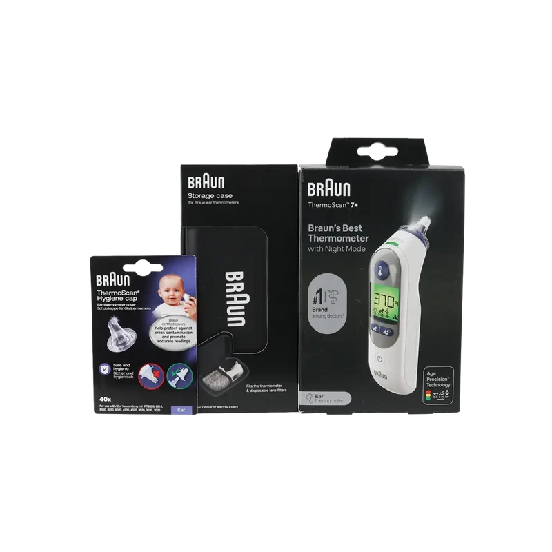 Braun Thermoscan 7+ Age Precision Ear & Cover Caps + Storage Case Set